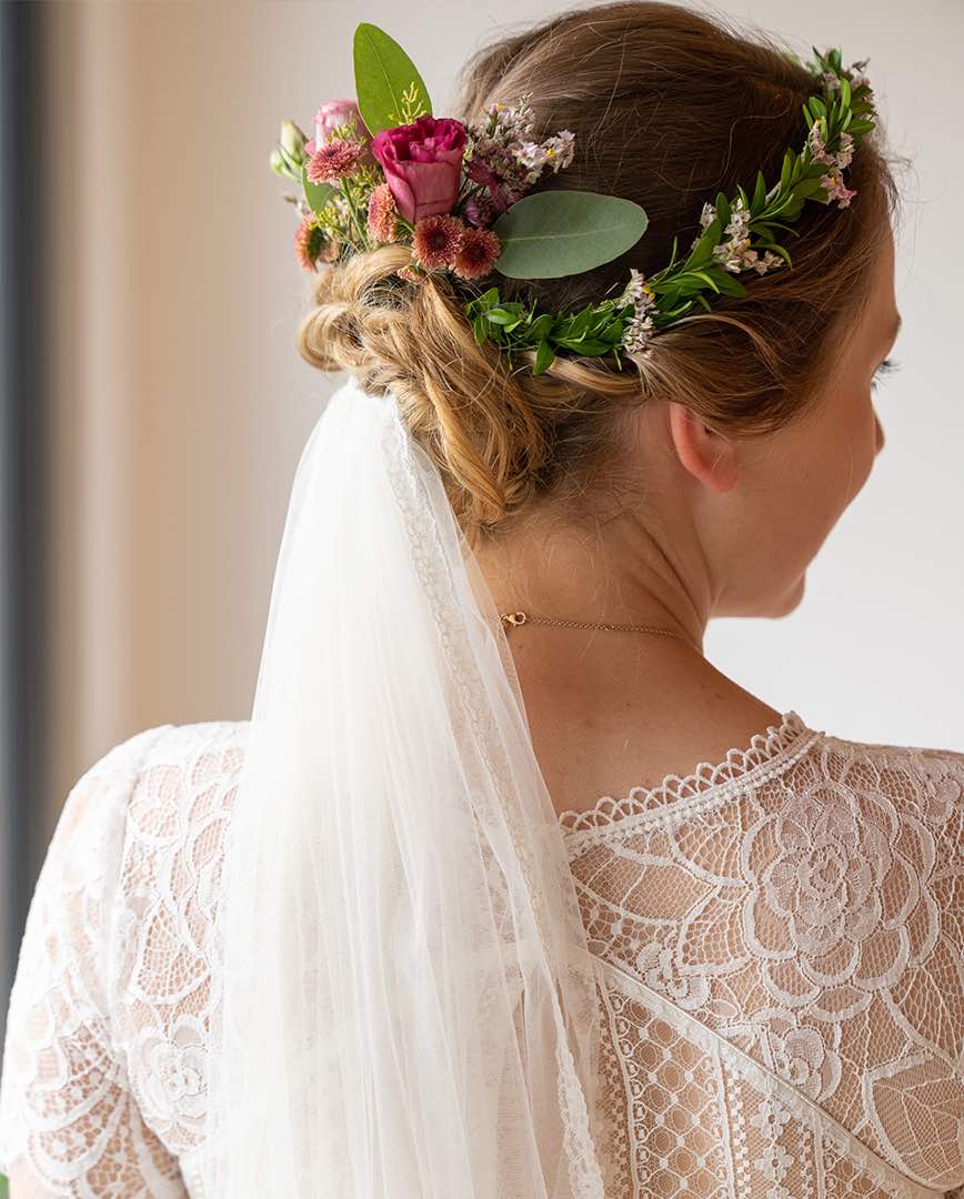 Hochzeitsreportage Hochzeitsfotograf Blumen Hochzeitsfeier